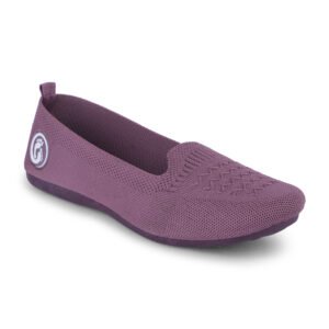 Women Lightweight Knitted Ballerina Flats Casual Shoe - 201 (Purple)