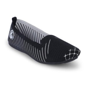 Women Lightweight Knitted Ballerina Flats Casual Shoe – 204 (Black)
