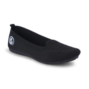 Women Lightweight Knitted Ballerina Flats Casual Shoe - 201 (Black)
