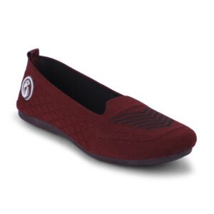 Women Lightweight Knitted Ballerina Flats Casual Shoe – 202 (Cherry)