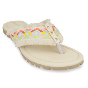 Women Boho Woven Toe Post Flats | Stylish Casual Slip-On Sandals for Women