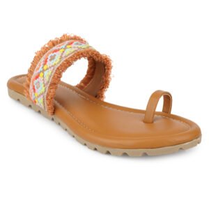 Women Boho Woven Toe Ring Flats | Stylish Casual Slip-On Sandals for Women