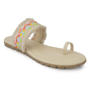 Women Boho Woven Toe Ring Flats | Stylish Casual Slip-On Sandals for Women