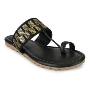 Women Stylish Embroidered Toe Ring Flats | Fashion Casual Slip-On Sandals for Women